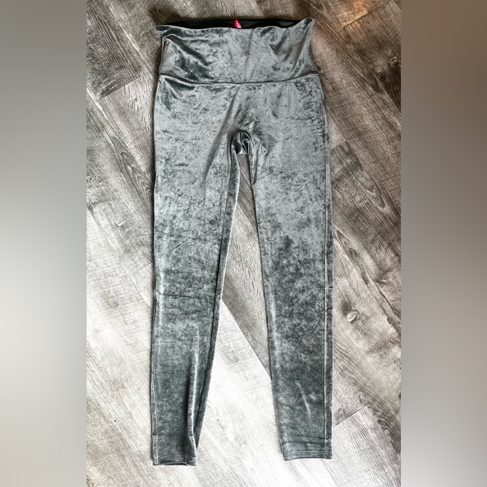 Spanx Velvet Leggings • Green Gray High Waist • Style 2070 • Size XL